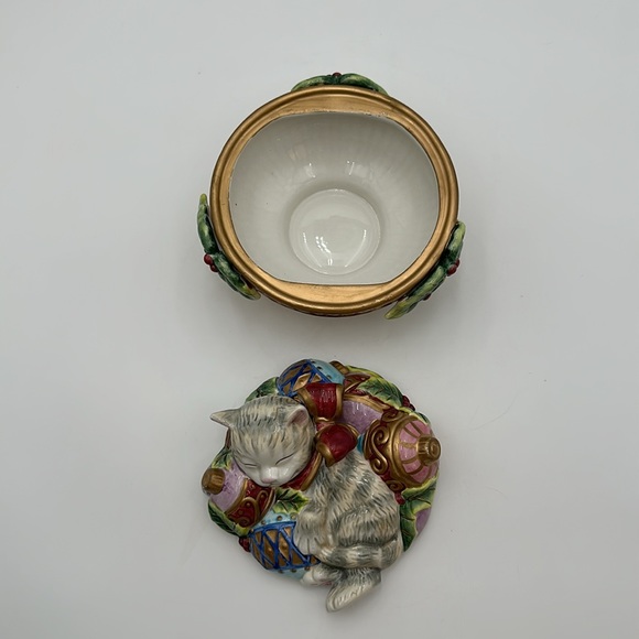 Fitz & Floyd Kristmas Kitty Lidded Box, Essentials, Candy Bowl, Trinkets - Picture 6 of 16